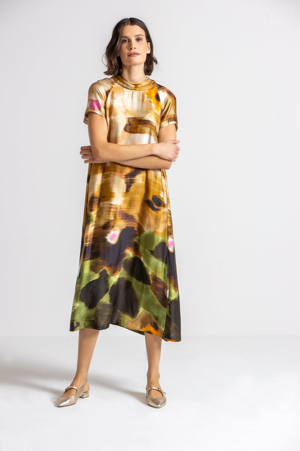 Jurken korte mouw groen Gigue