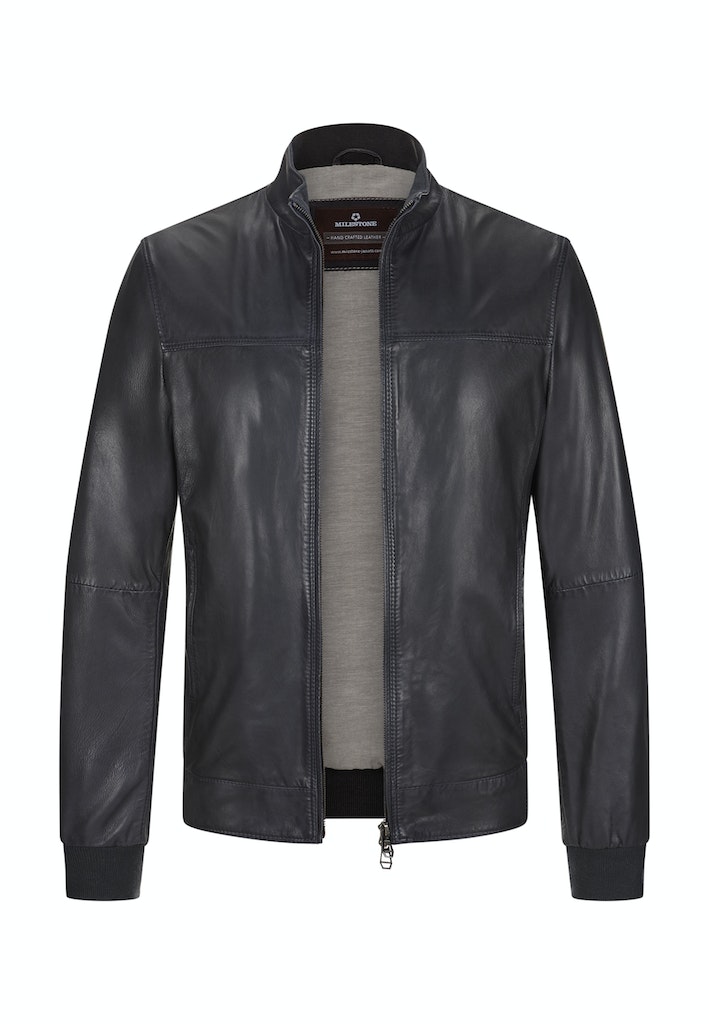 Leren jassen blauw Milestone