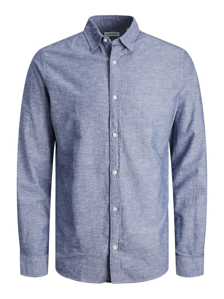 Hemden lange mouw blauw JACK & JONES PLUS