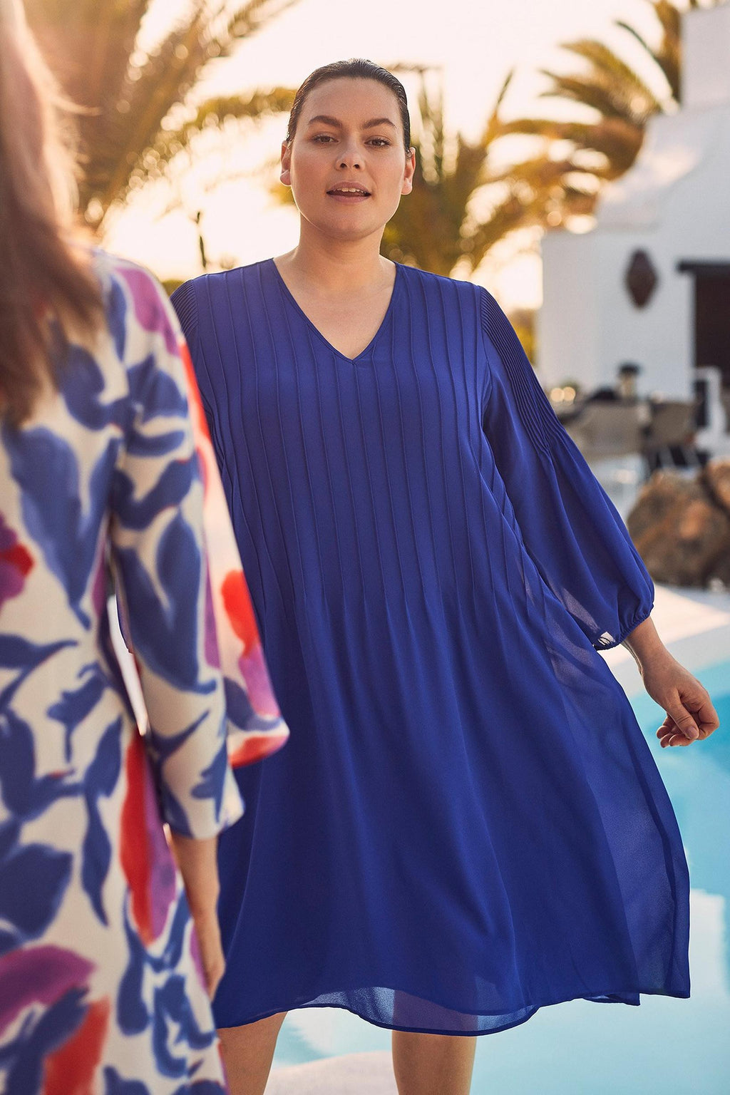 Jurken lange mouw blauw Améline