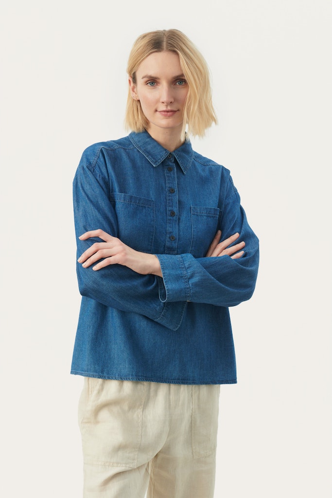Blouses lange mouw blauw Part Two