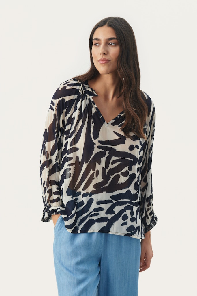 Blouses lange mouw navy Part Two