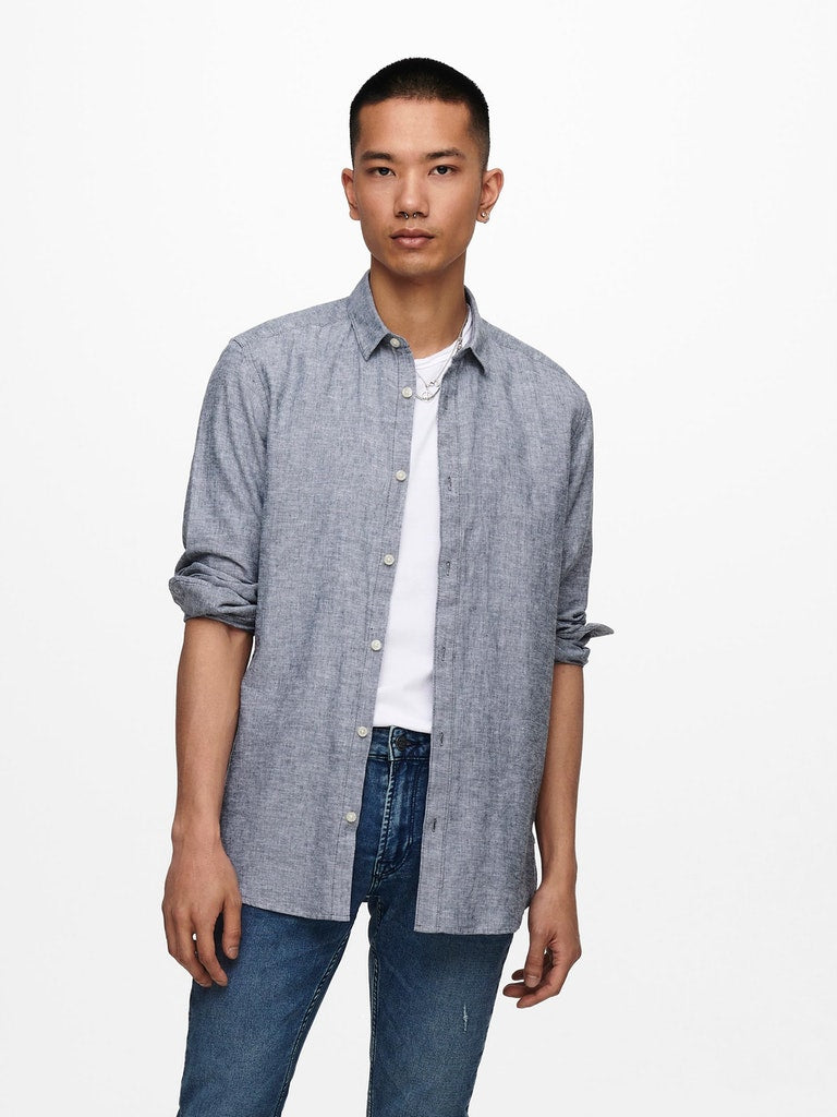 Hemden lange mouw blauw ONLY&SONS