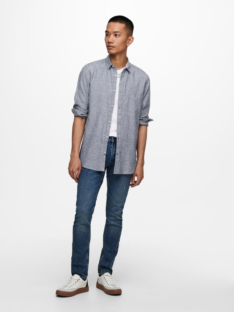 Hemden lange mouw blauw ONLY&SONS