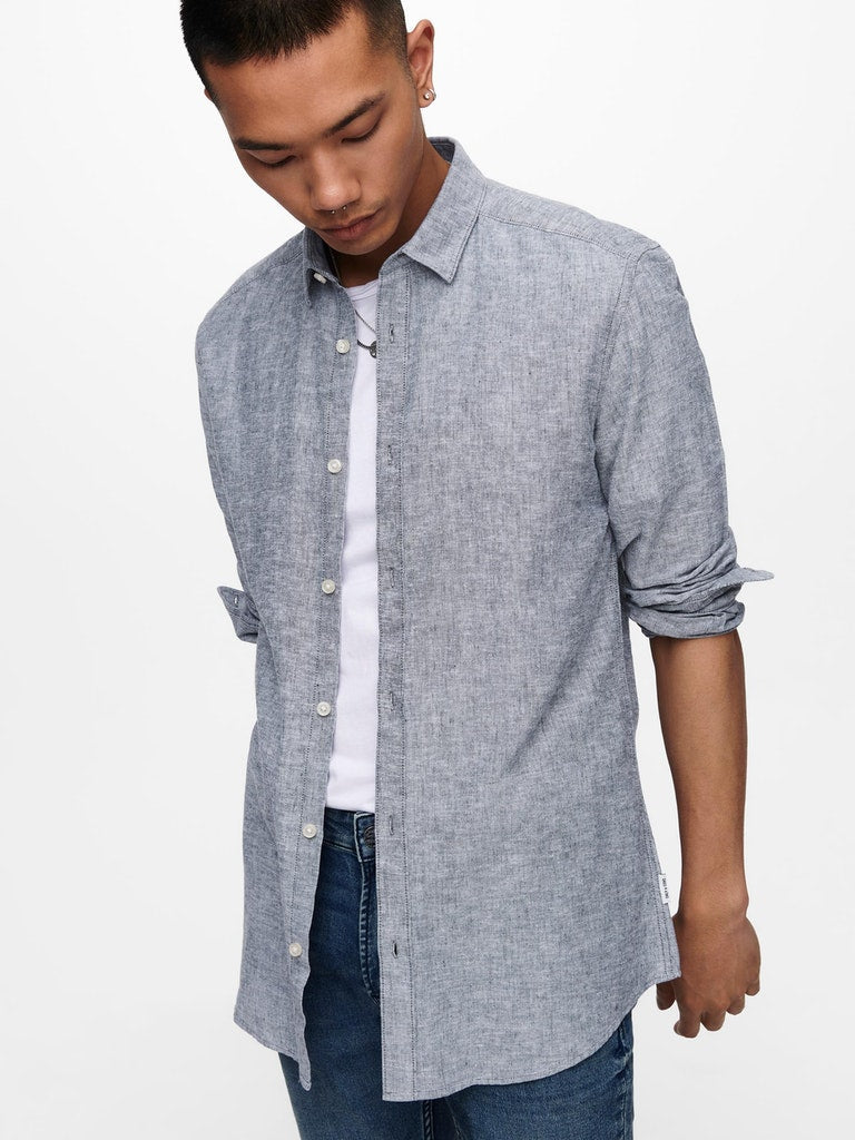 Hemden lange mouw blauw ONLY&SONS