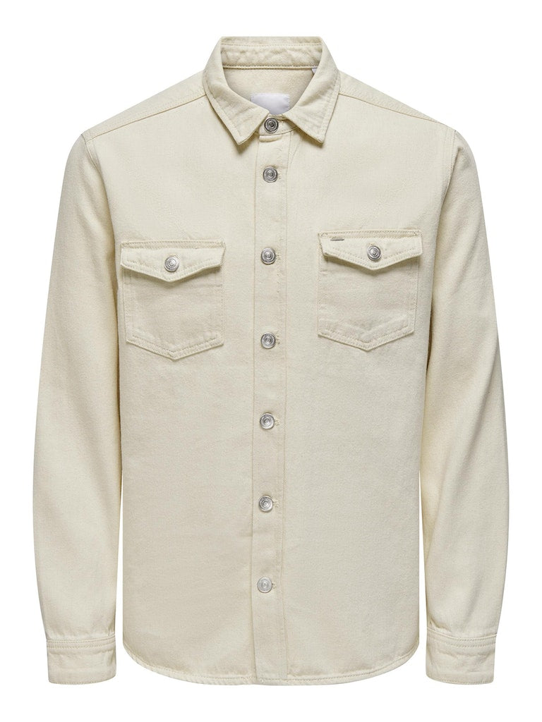 Hemden lange mouw beige ONLY&SONS