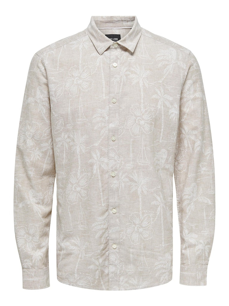 Hemden lange mouw bruin ONLY&SONS