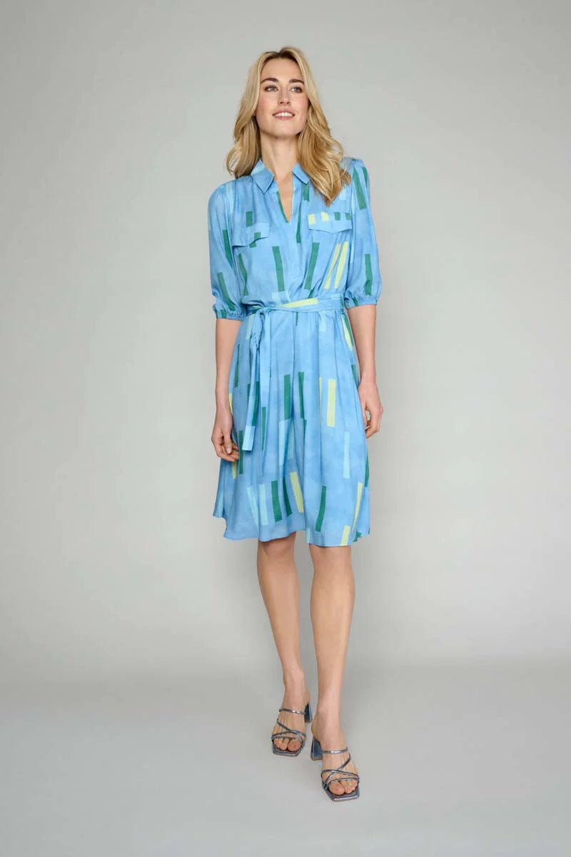 Jurken korte mouw blauw Marie Méro