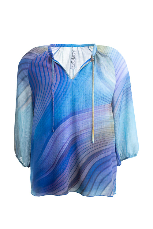 Blouses lange mouw blauw Dame Blanche