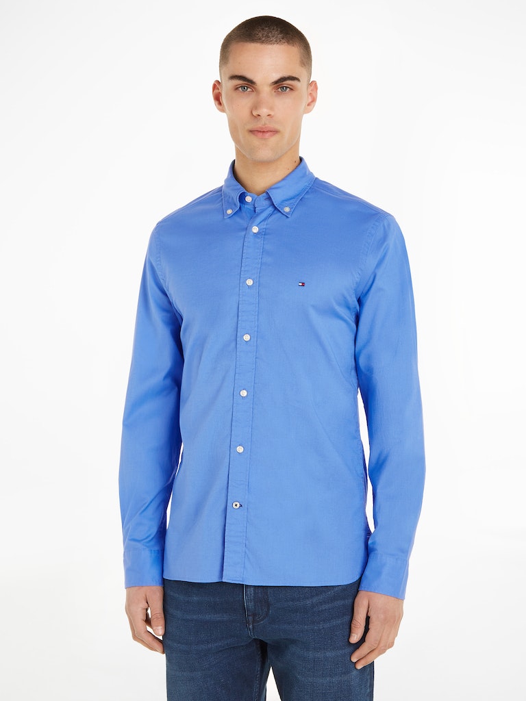 Hemden lange mouw blauw Tommy Hilfiger