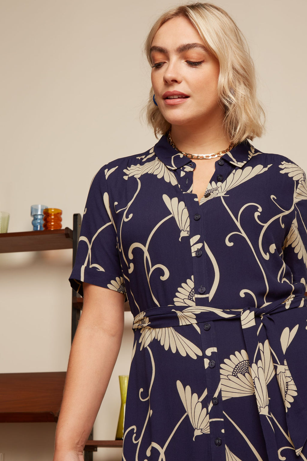 Jurken korte mouw blauw King Louie