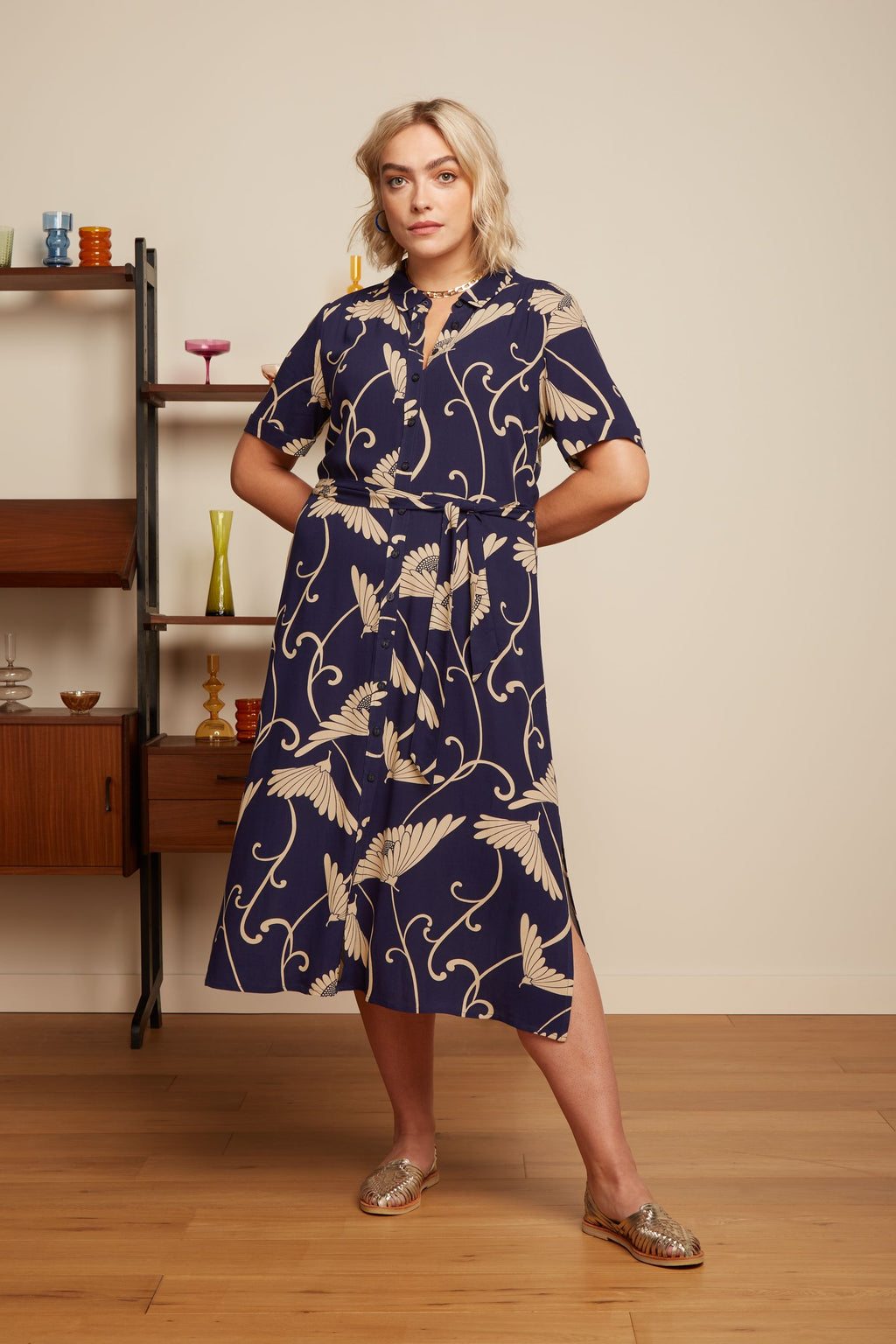 Jurken korte mouw blauw King Louie