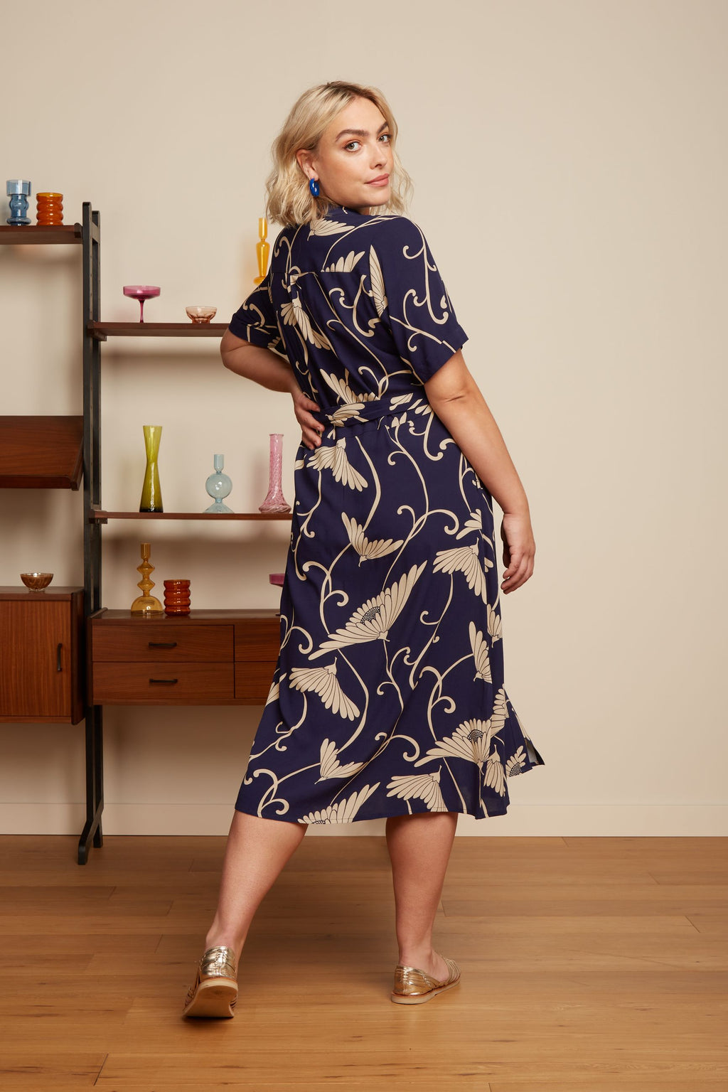 Jurken korte mouw blauw King Louie