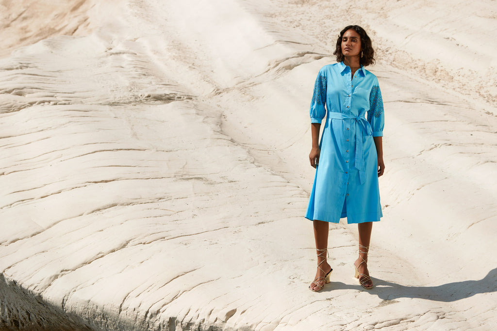 Jurken korte mouw blauw Atmos