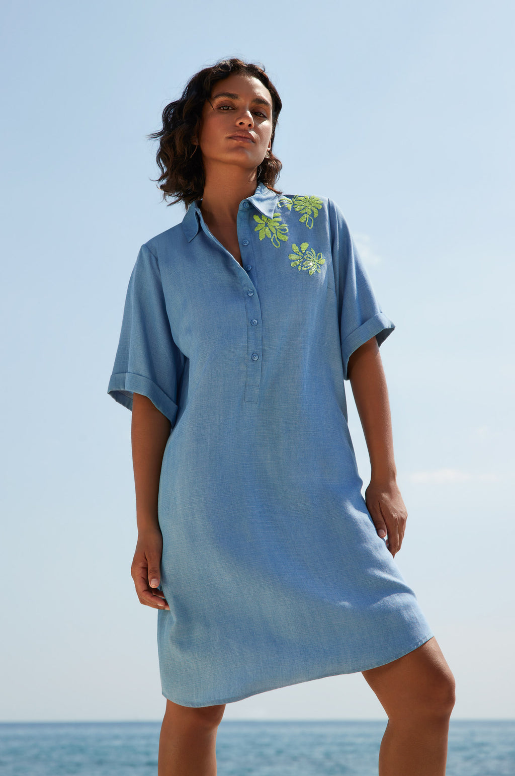 Jurken korte mouw blauw Atmos