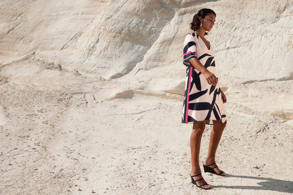 Jurken korte mouw blauw Atmos