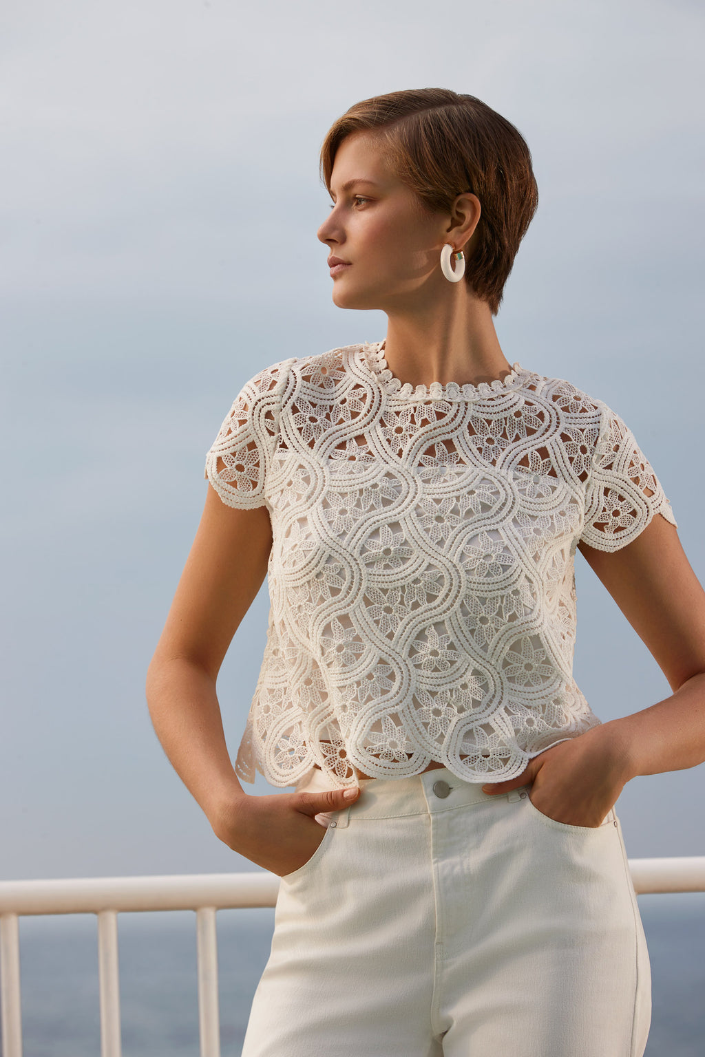 Blouses korte mouw beige Senso