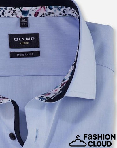 Hemden lange mouw blauw OLYMP
