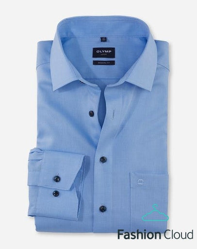 Hemden lange mouw blauw OLYMP