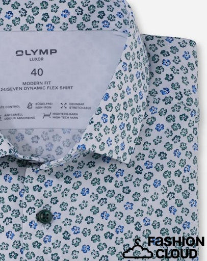 Hemden lange mouw groen OLYMP