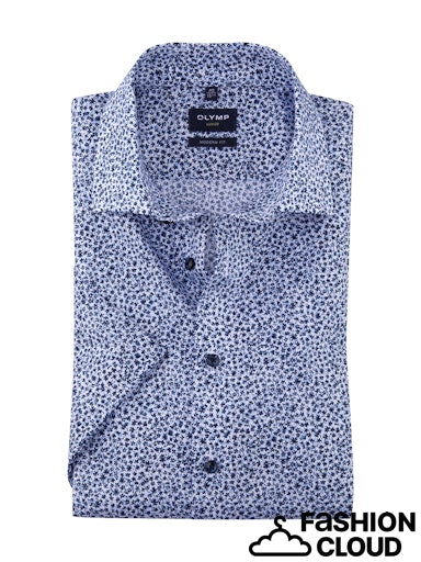 Hemden korte mouw blauw OLYMP