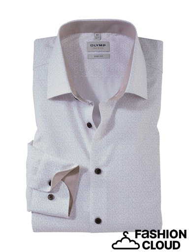 Hemden lange mouw beige OLYMP