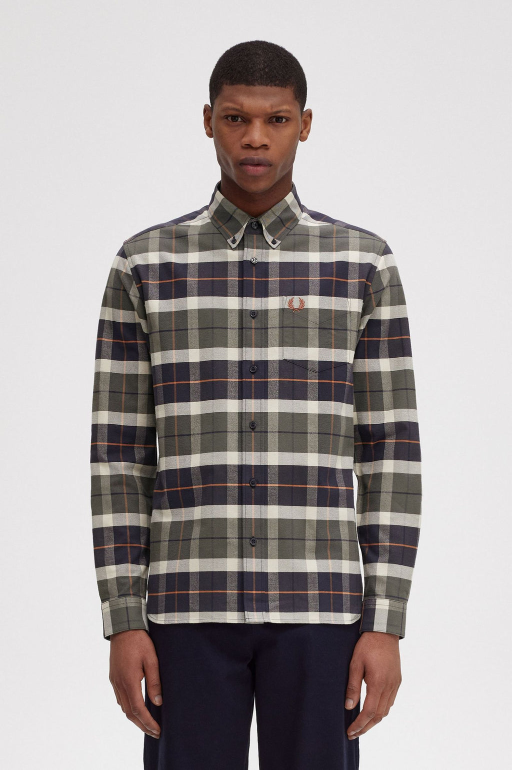 Hemden lange mouw groen Fred Perry