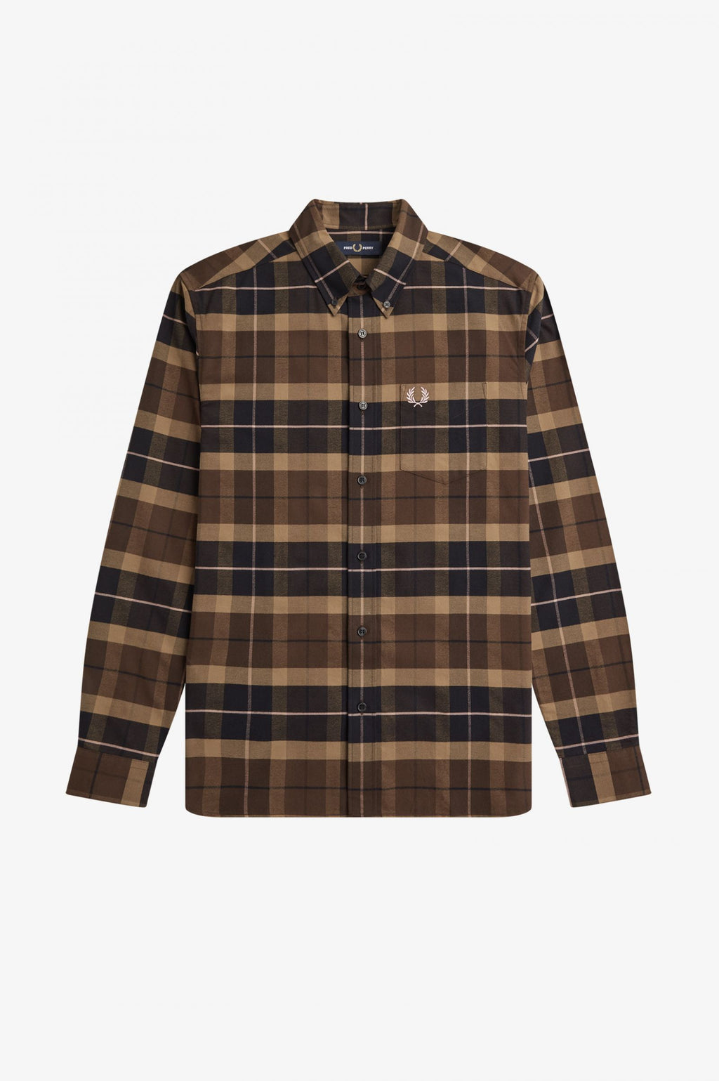 Hemden lange mouw bruin Fred Perry