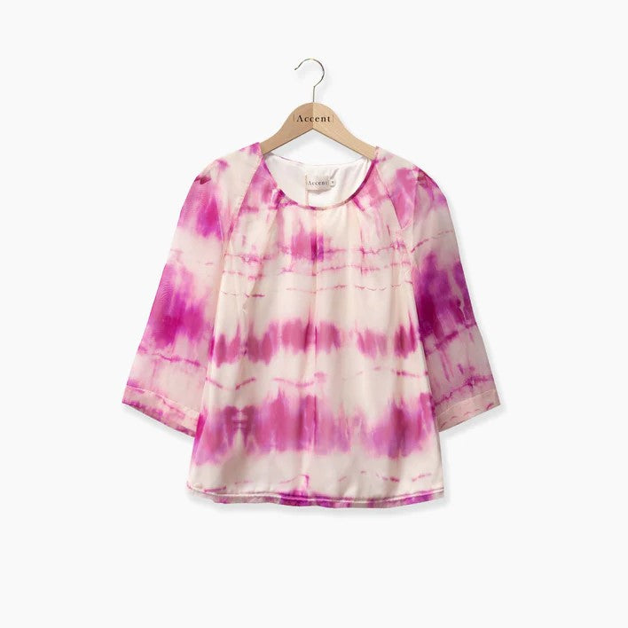 Blouses korte mouw roze Accent