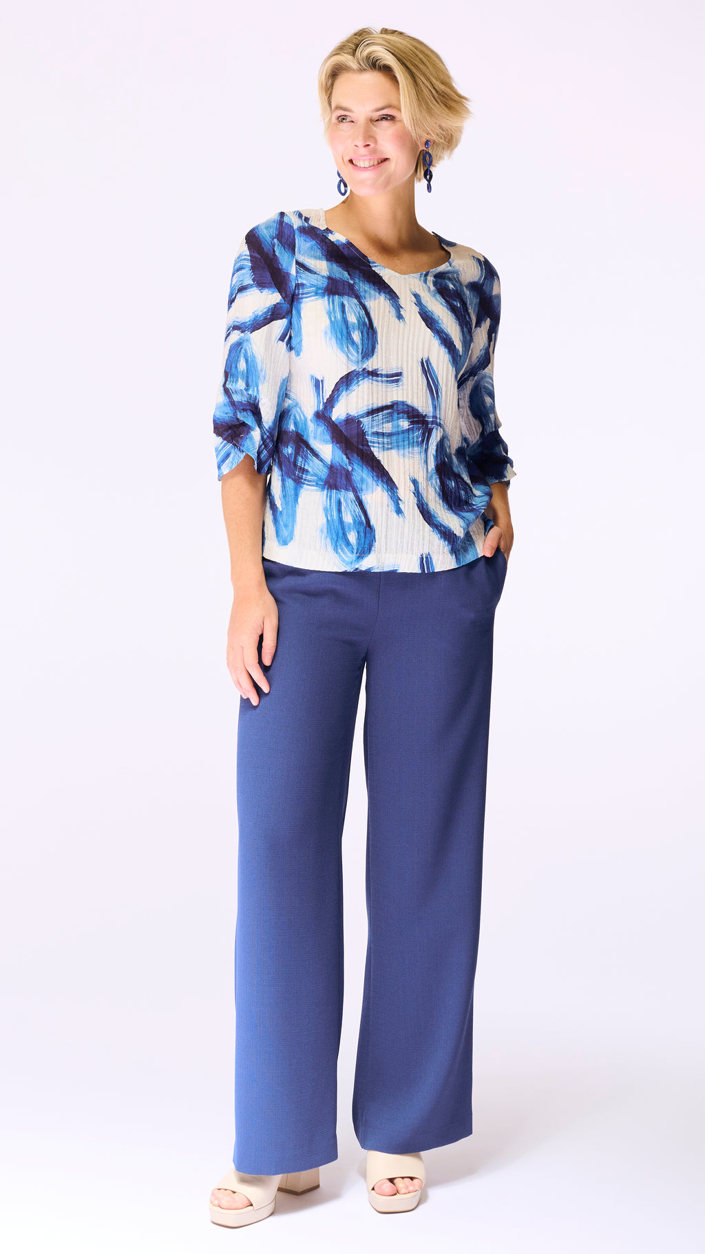 Blouses lange mouw blauw Accent