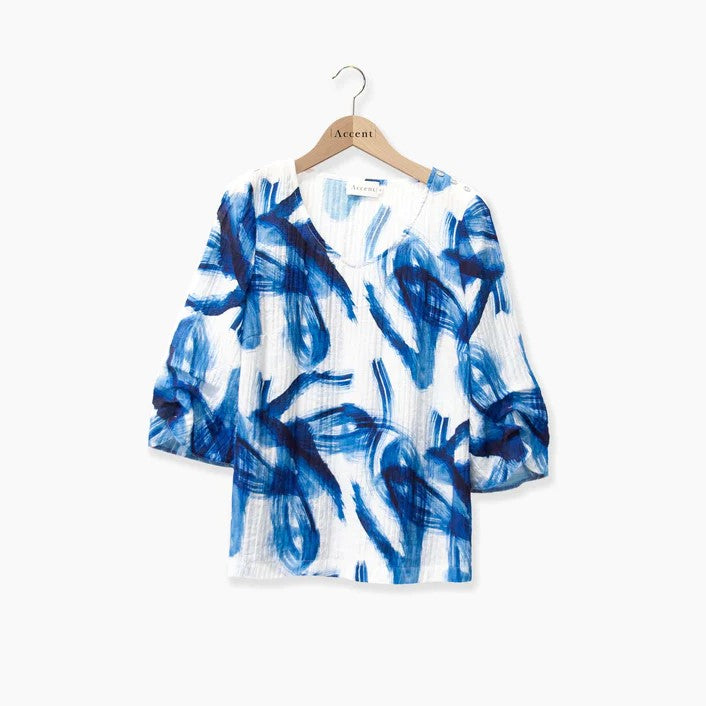 Blouses lange mouw blauw Accent