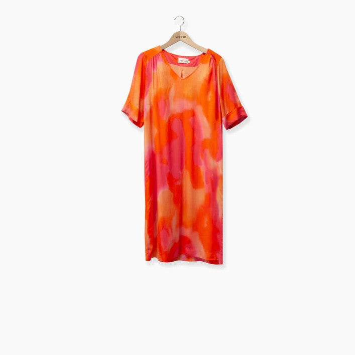 Jurken korte mouw oranje Accent