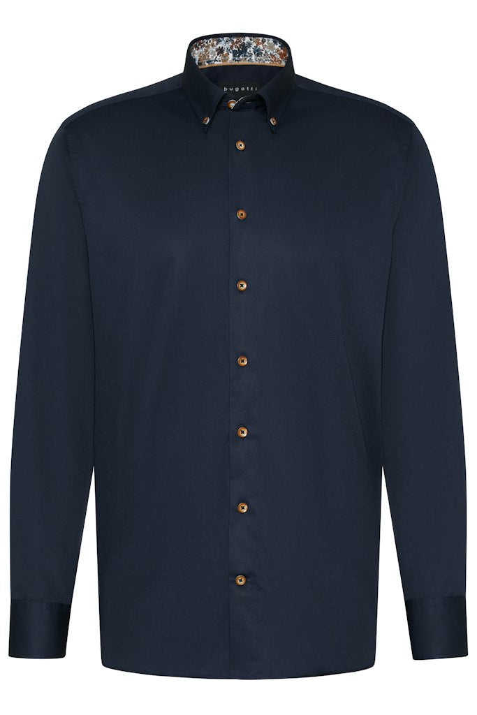 Hemden lange mouw navy Bugatti