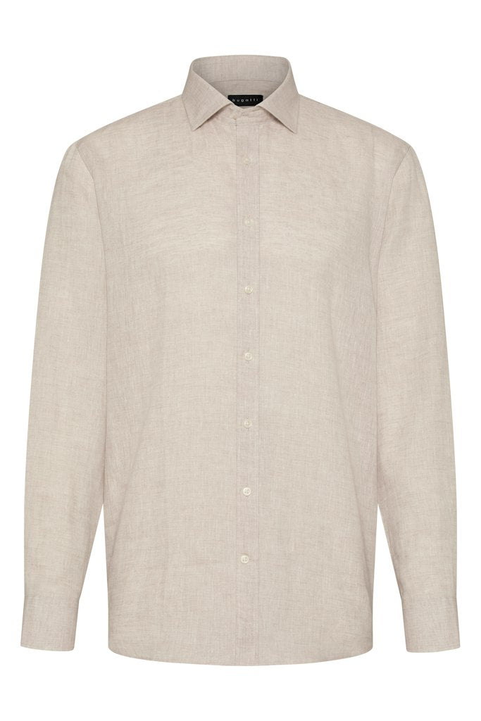 Hemden lange mouw beige Bugatti