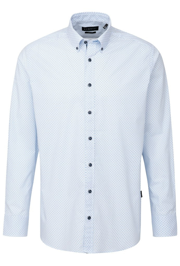 Hemden lange mouw blauw Bugatti