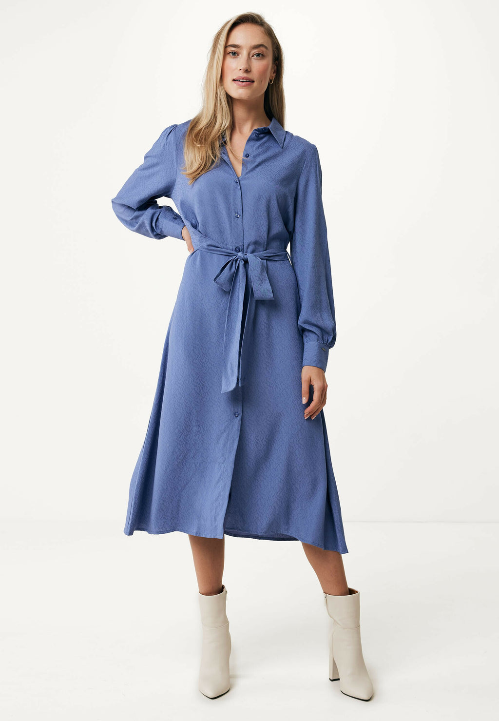 Jurken lange mouw blauw Mexx