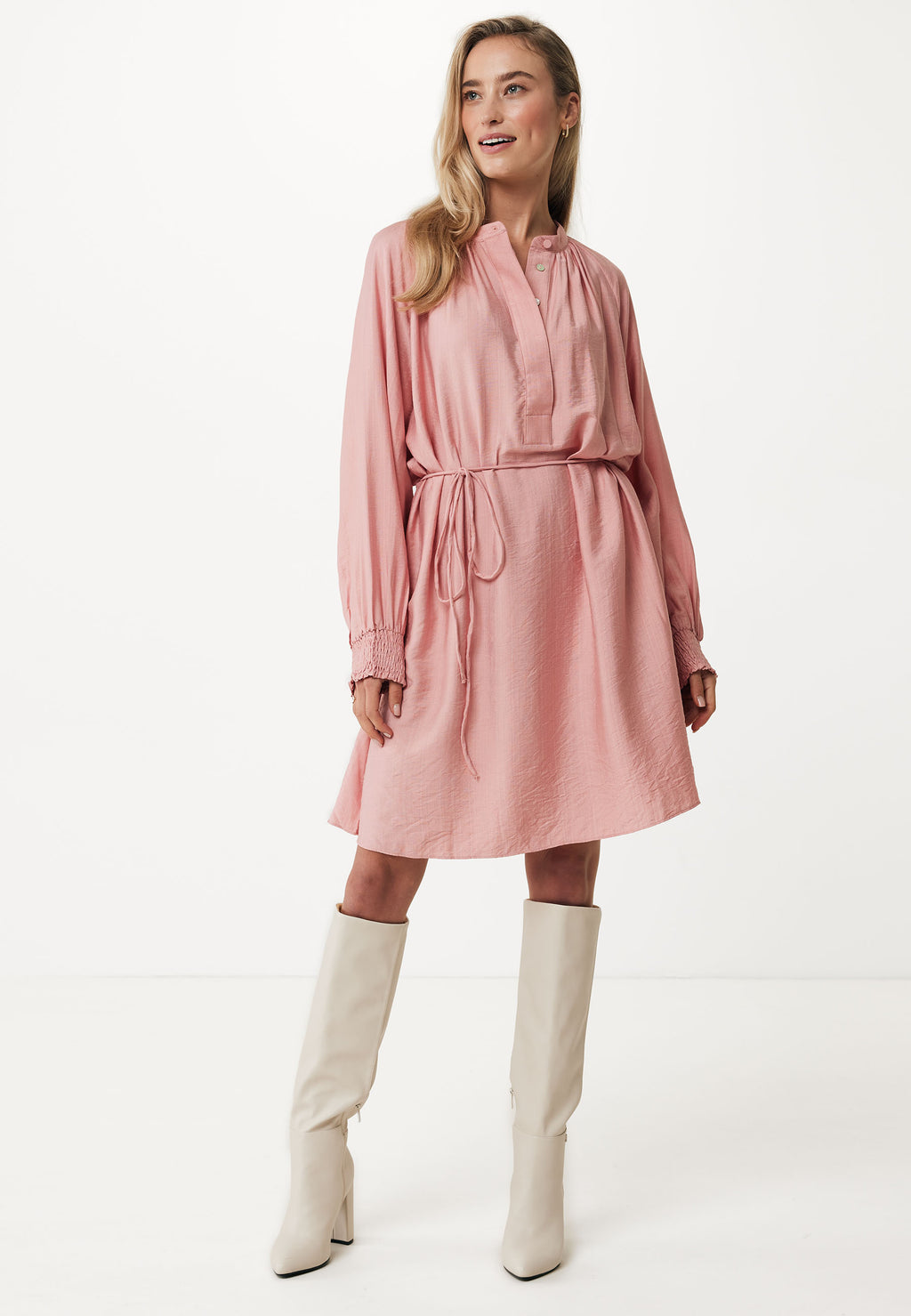 Jurken lange mouw roze Mexx
