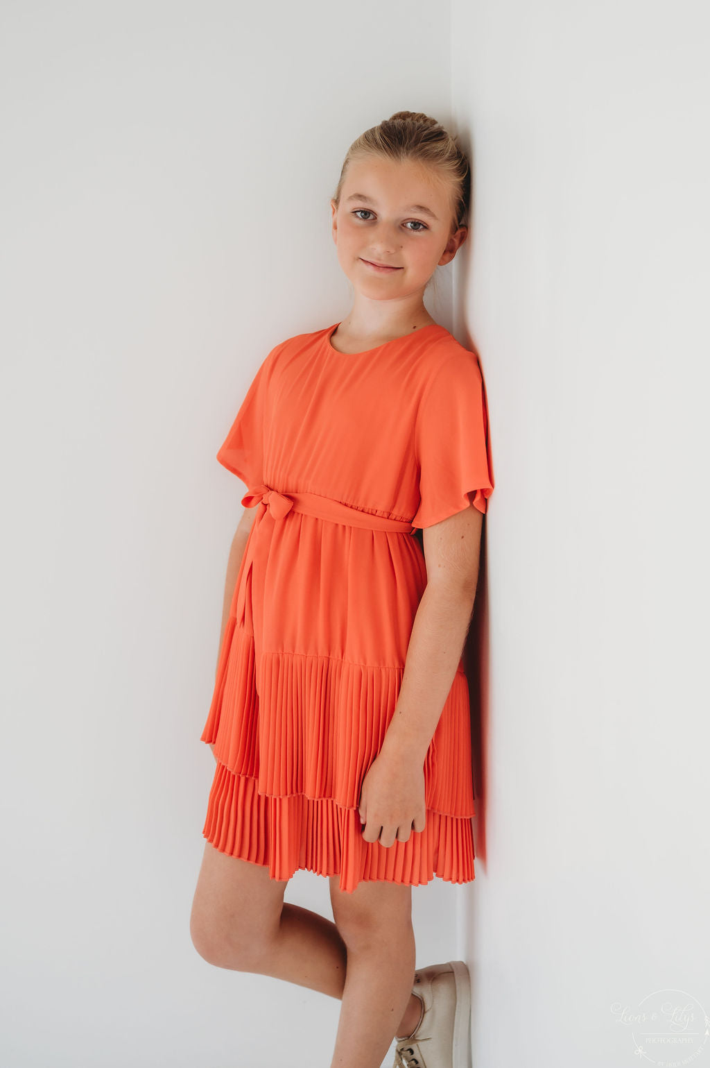 Jurken korte mouw oranje Noali