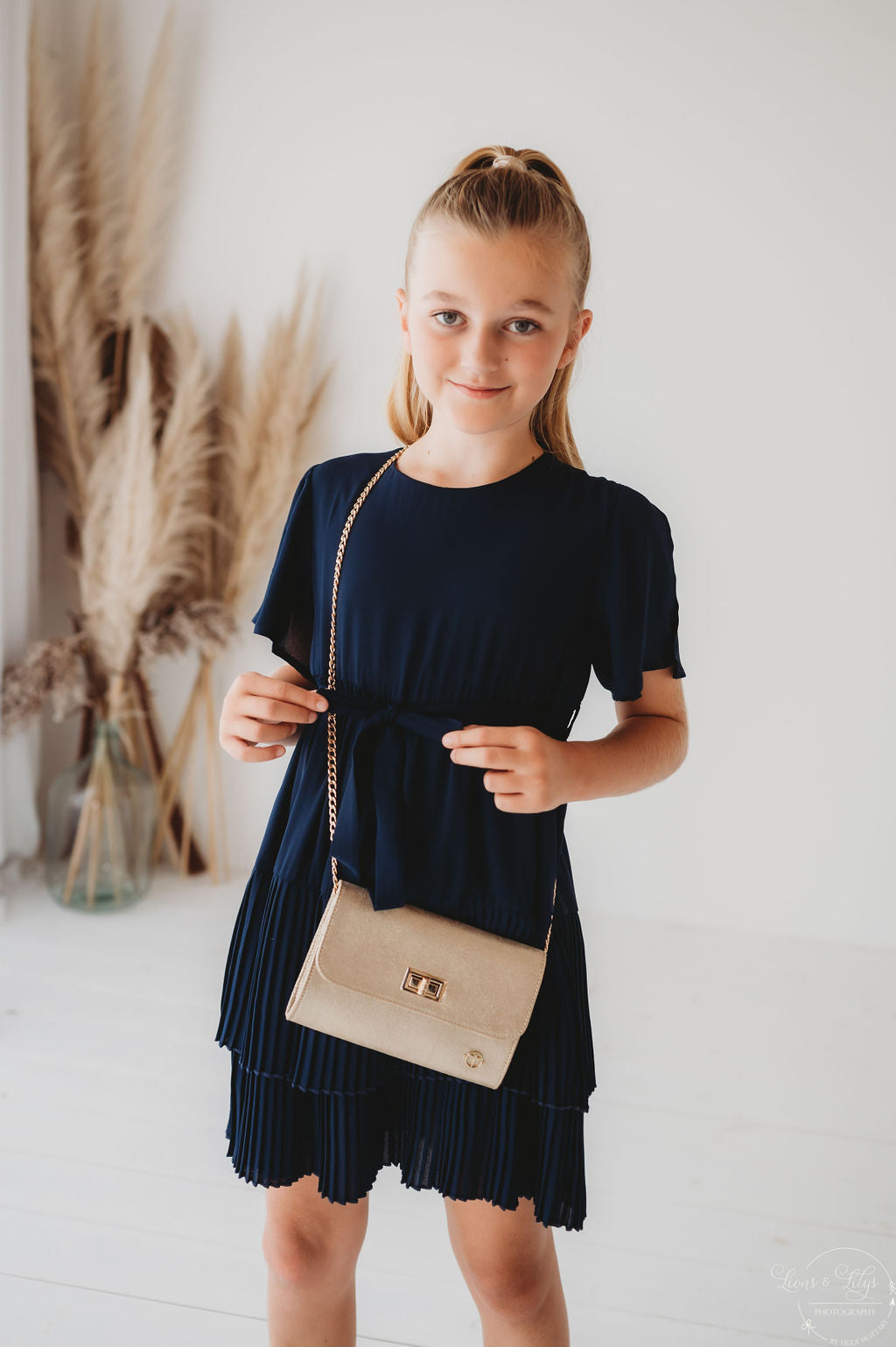 Jurken korte mouw navy Noali