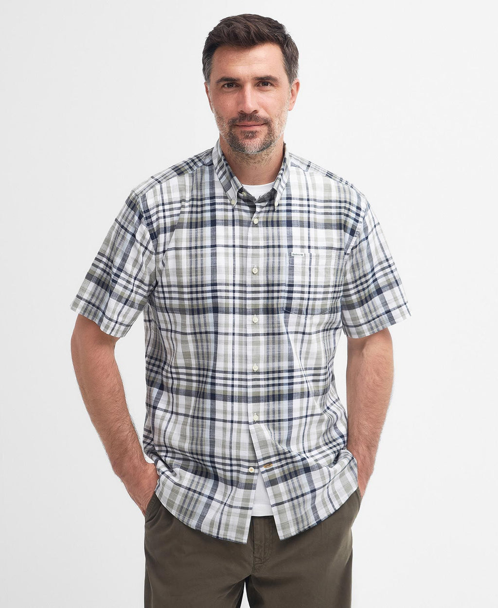 Hemden korte mouw groen Barbour