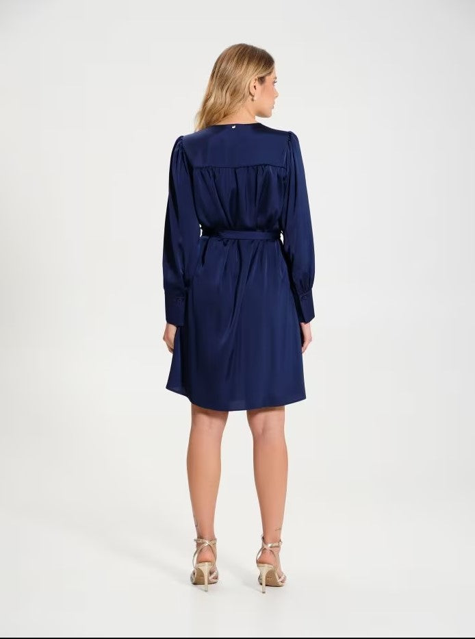 Jurken lange mouw navy Rinascimento