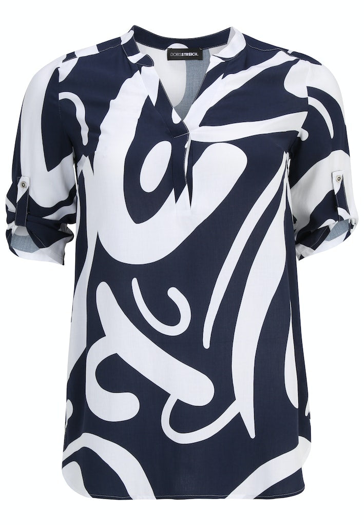 Blouses korte mouw navy Doris Streich