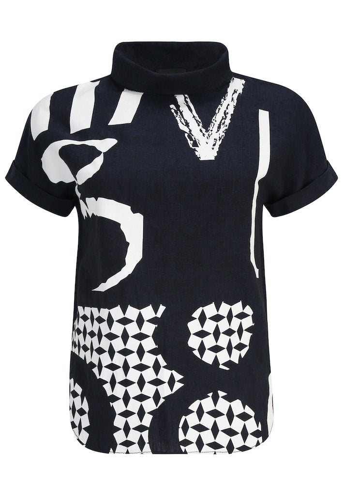 Blouses korte mouw navy Doris Streich