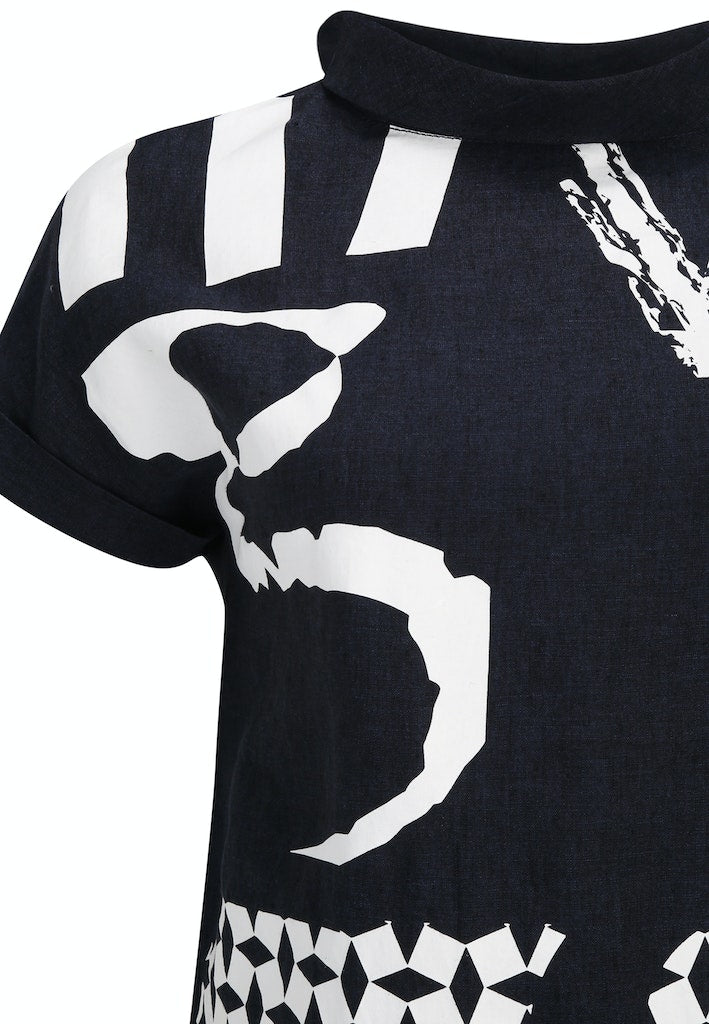 Blouses korte mouw navy Doris Streich