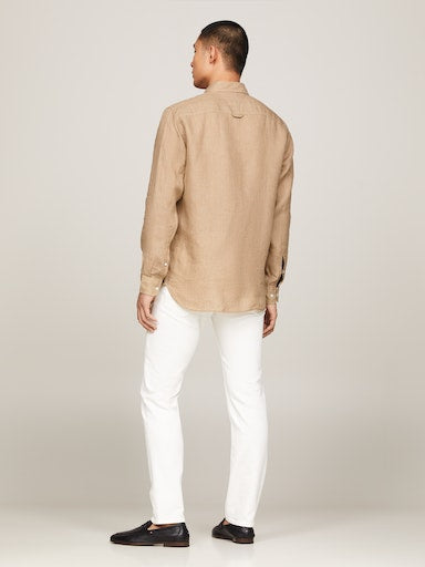 Hemden lange mouw beige Tommy Hilfiger