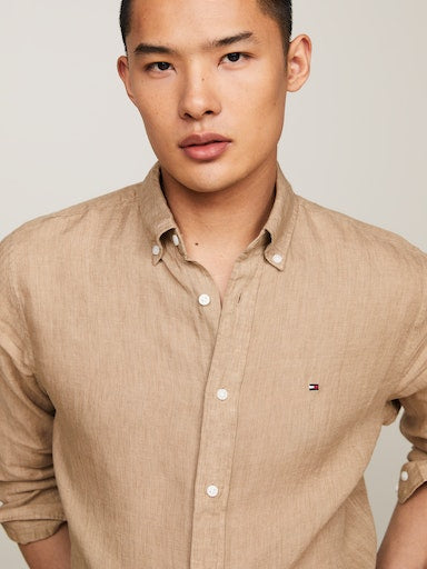 Hemden lange mouw beige Tommy Hilfiger