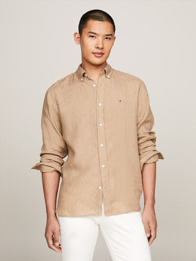 Hemden lange mouw beige Tommy Hilfiger