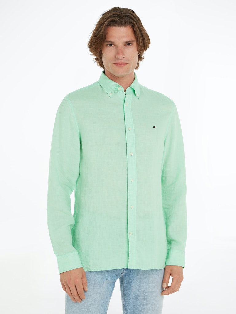 Hemden lange mouw groen Tommy Hilfiger
