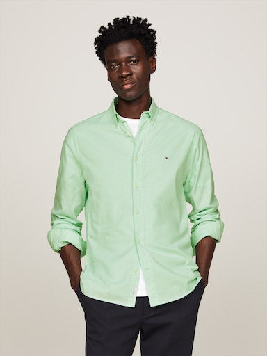 Hemden lange mouw groen Tommy Hilfiger