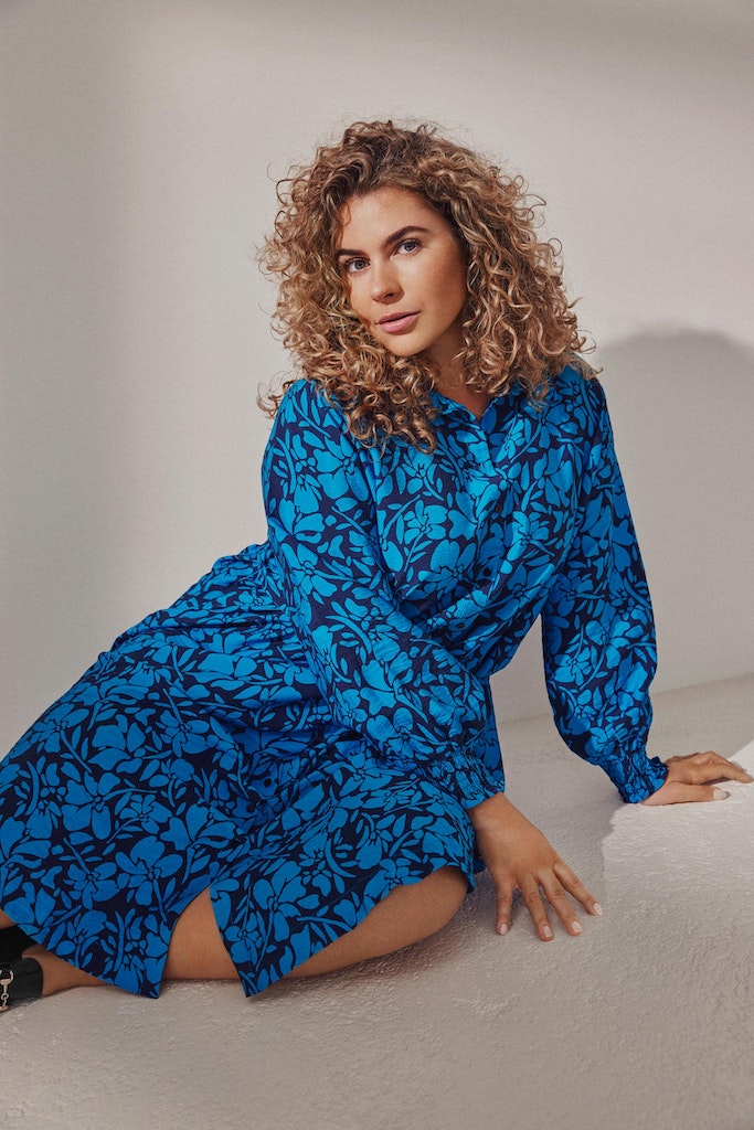 Jurken lange mouw blauw EVOKED VILA